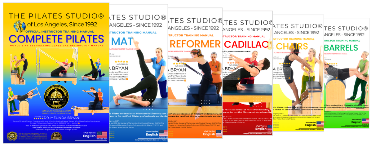 Six books representing the complete Pilates certification repertoire